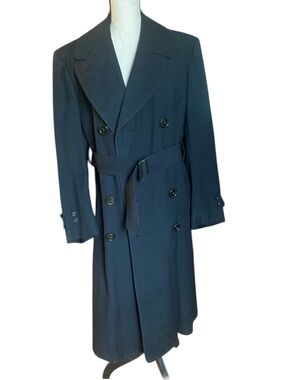 US Merchant Marine Officers Wool Bridge Trench Coat Uniform Black WWII
